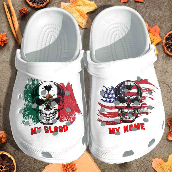 My Blood Mexico My Home USA Flag Crocs Classic Clogs Shoes