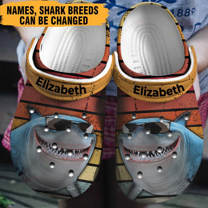 Personalized Shark Vintage Crocs Classic Clogs Shoes