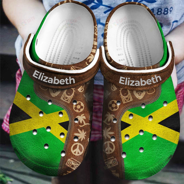Personalized Jamaica Jamaican Flag And Symbols Zipper Crocs Classic Clogs Shoes
