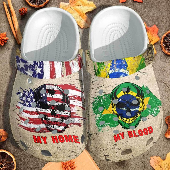 My Blood Brazil My Home USA Flag Custom Crocs Classic Clogs Shoes Gift For Men Women