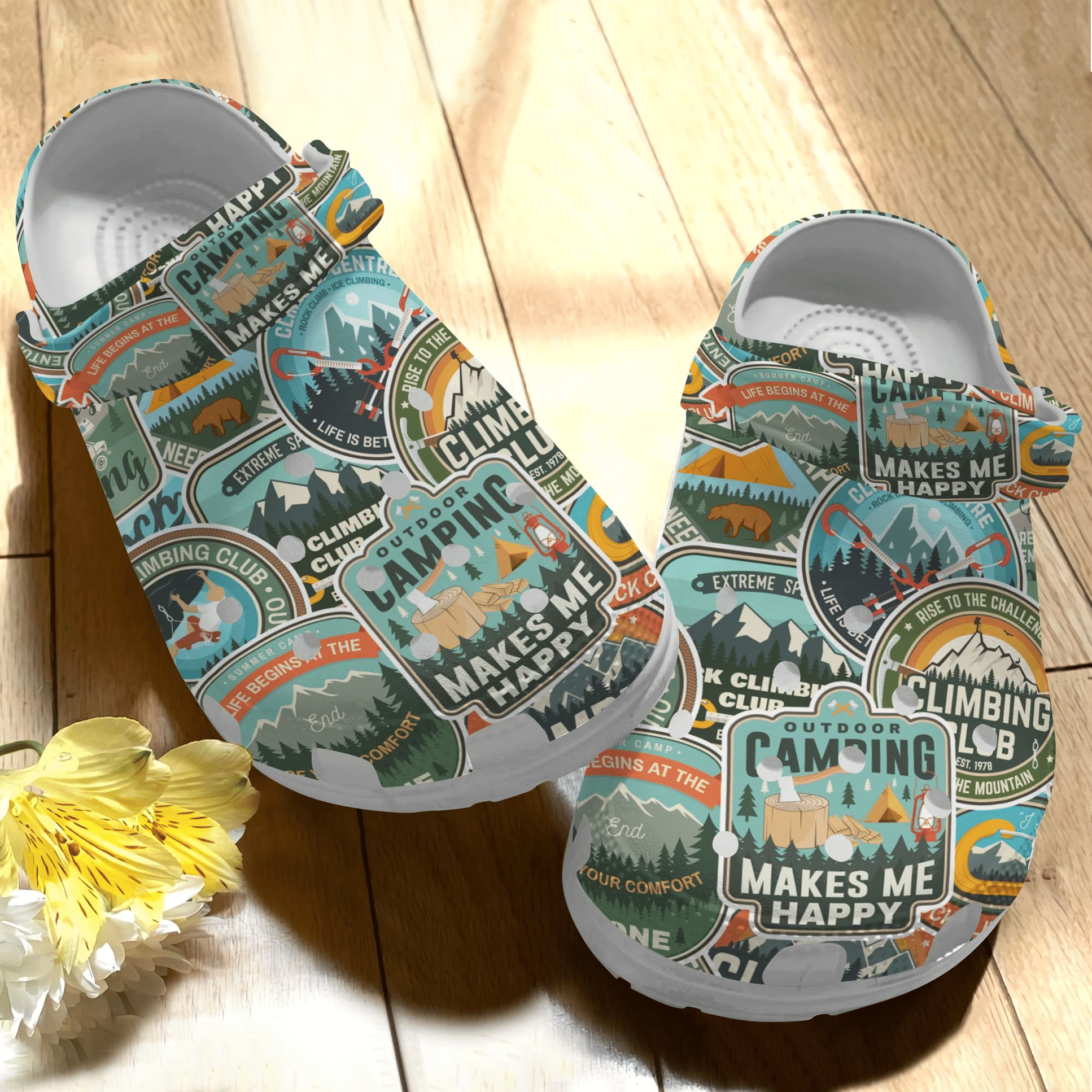 Camping Tag Shoes Clog Outdoor Camping Makes Me Happy Crocs Crocbland Clog