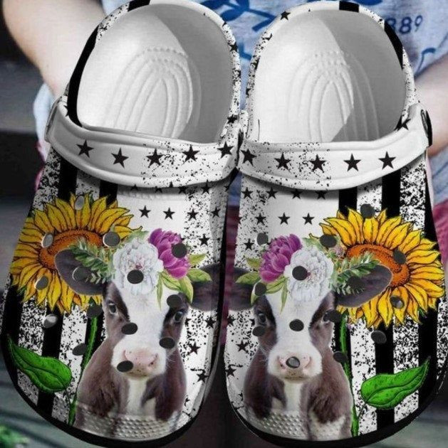 Cow Flowers Crocband Crocs Clog Shoes