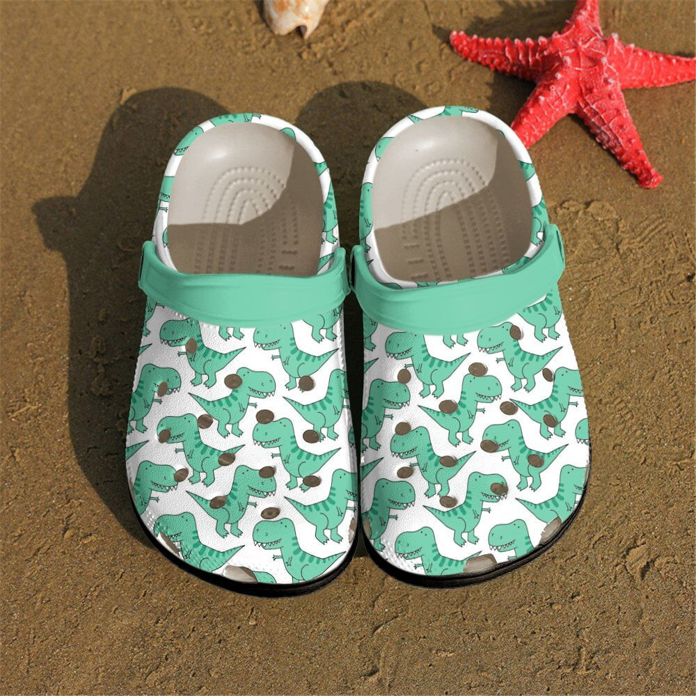 Dinosaur Personalized Clog Custom Crocs Comfortablefashion Style Comfortable For Women Men Kid Print 3D Green Dinosaurs