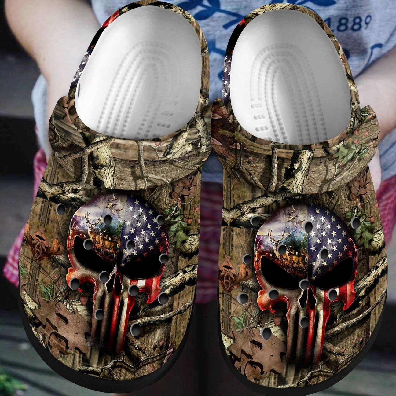 Hunting Personalized Clog Custom Crocs Comfortablefashion Style Comfortable For Women Men Kid Print 3D Hunting Skull