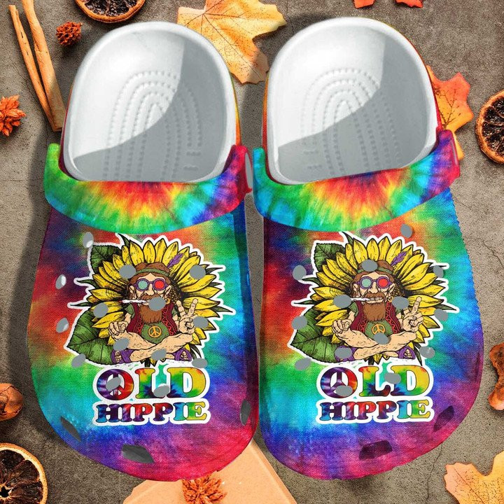 Old Men Hippie Sunflower Weed Crocs Clogs Shoes