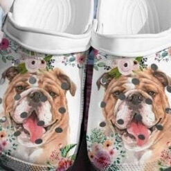 Bulldog Flower Crocs 3D Printed French Bulldog Crocs Crocband Clog Gift For Dog Lover English Bulldog Gift