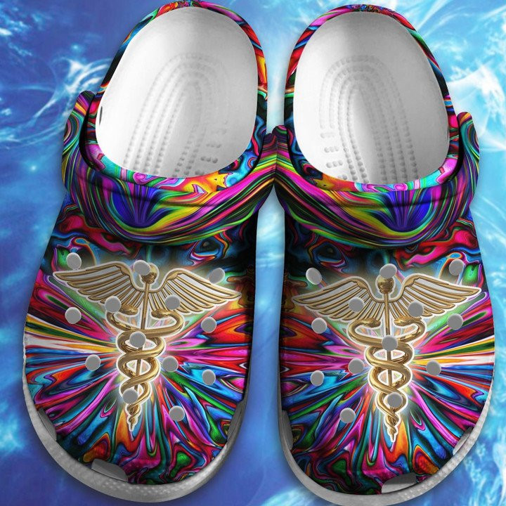 Nurse Hippie Trippy Psychedelic Crocs Clogs Shoes Gift For Friends CLF