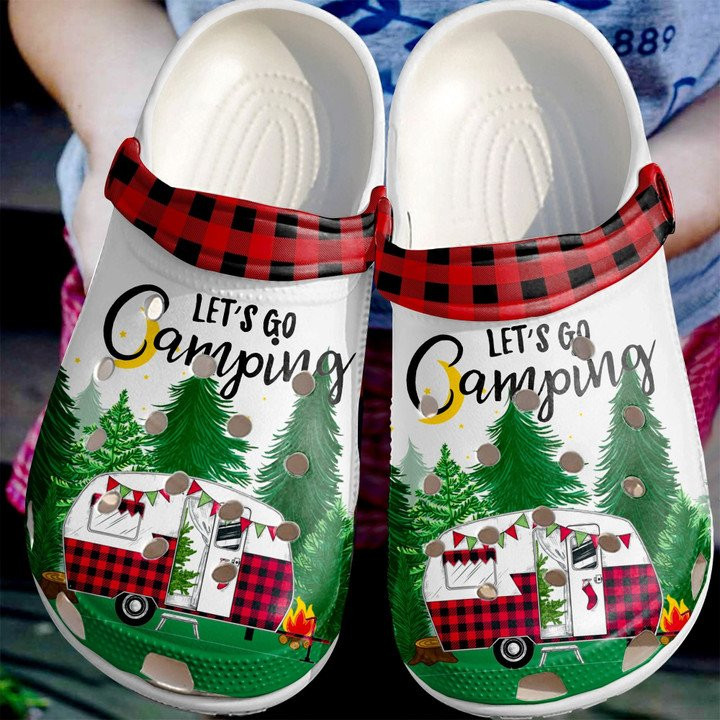 Camper Red Gingham Collection Crocs Classic Clogs Shoes Lets Go Camping Outdoor Crocs Classic Clogs Shoes