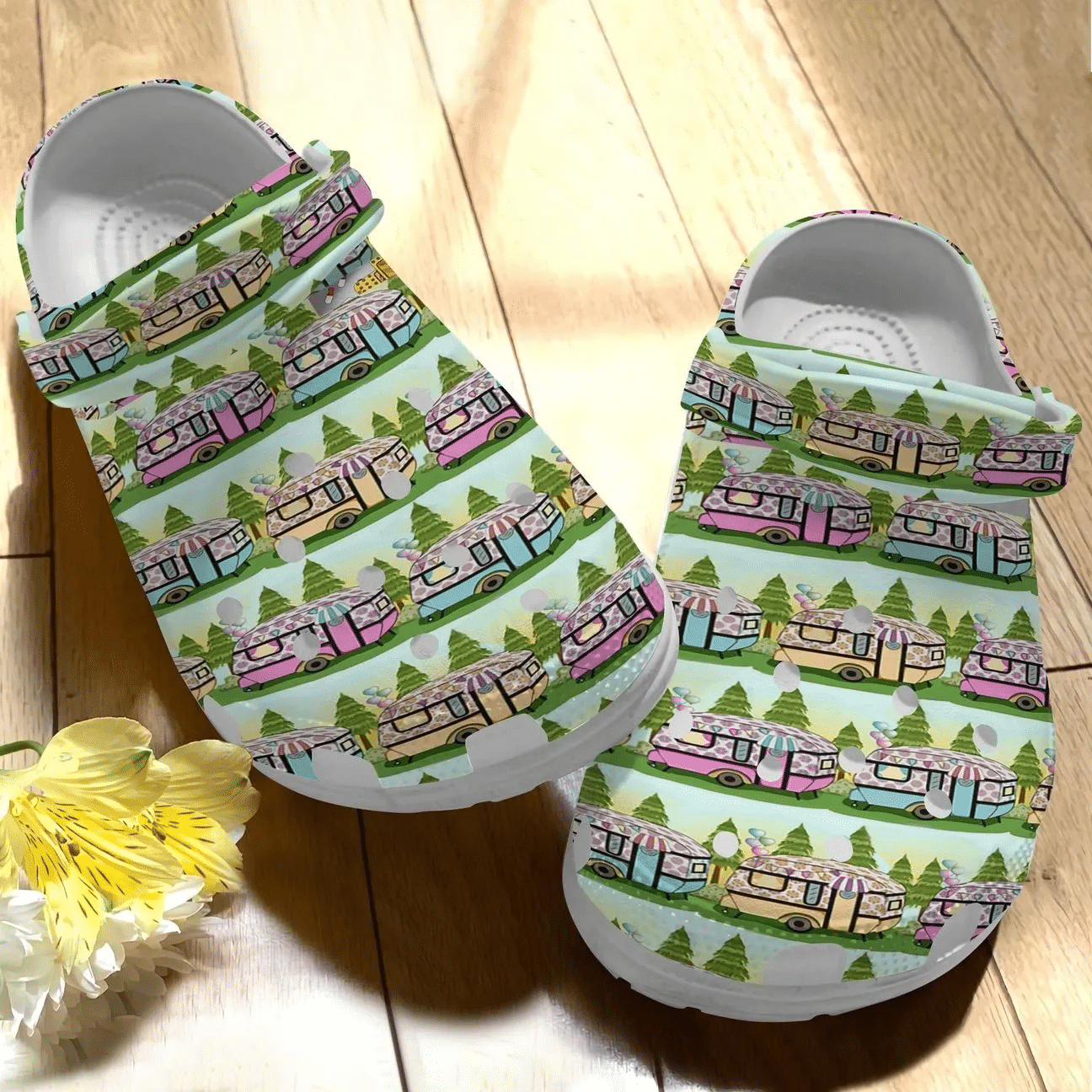 Camping Personalize Clog Custom Crocs Fashionstyle Comfortable For Women Men Kid Print 3D Whitesole Camper Vans