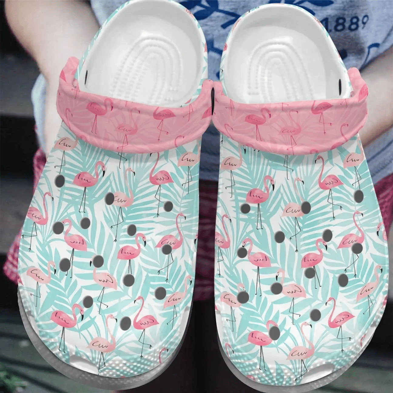 Flamingo Personalize Clog Custom Crocs Fashionstyle Comfortable For Women Men Kid Print 3D Whitesole Tropical Vibes