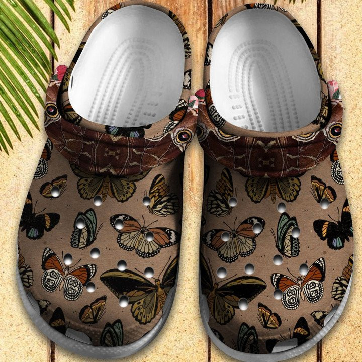 Butterflies Vintage Shoes Butterflies Garden Crocs Clog Gift For Women Girl Grandma Mother