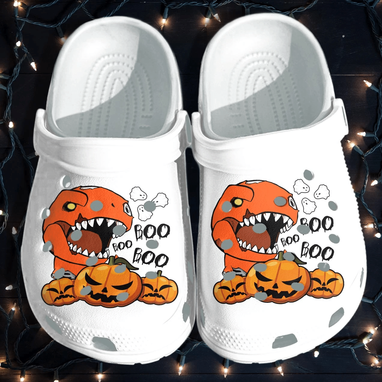 Dinosaur Robot And Scary Pumpkin Shoes Clog Halloween Crocs Crocband Clog