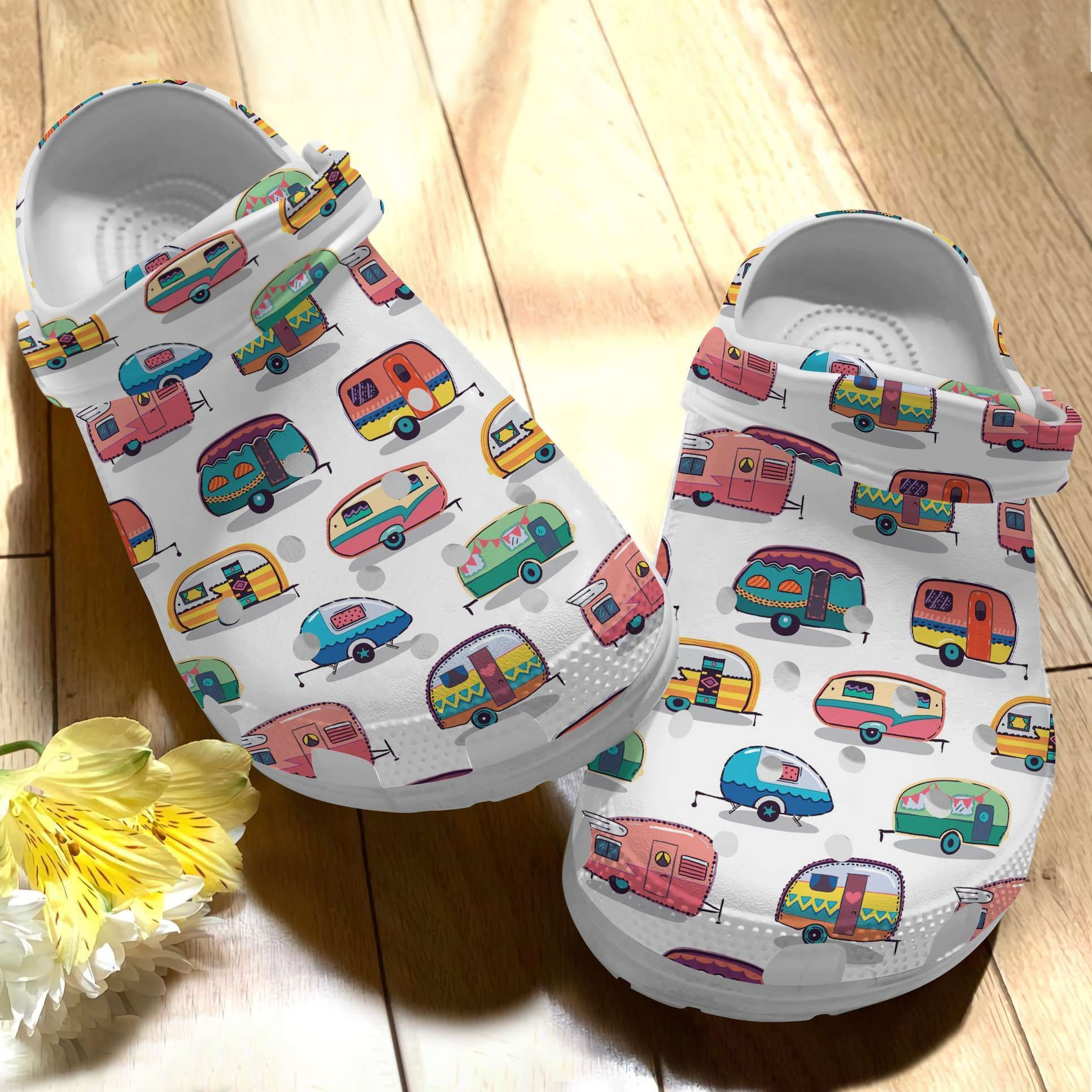 Cartoon Camping Bus Crocs Shoes Funny Car Camper Clog Crocbland Clog