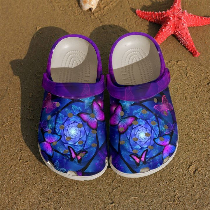 Butterfly Magical Purple Butterflies Crocs Crocband Clog Comfortable For Mens Womens Classic Clog Water Shoes