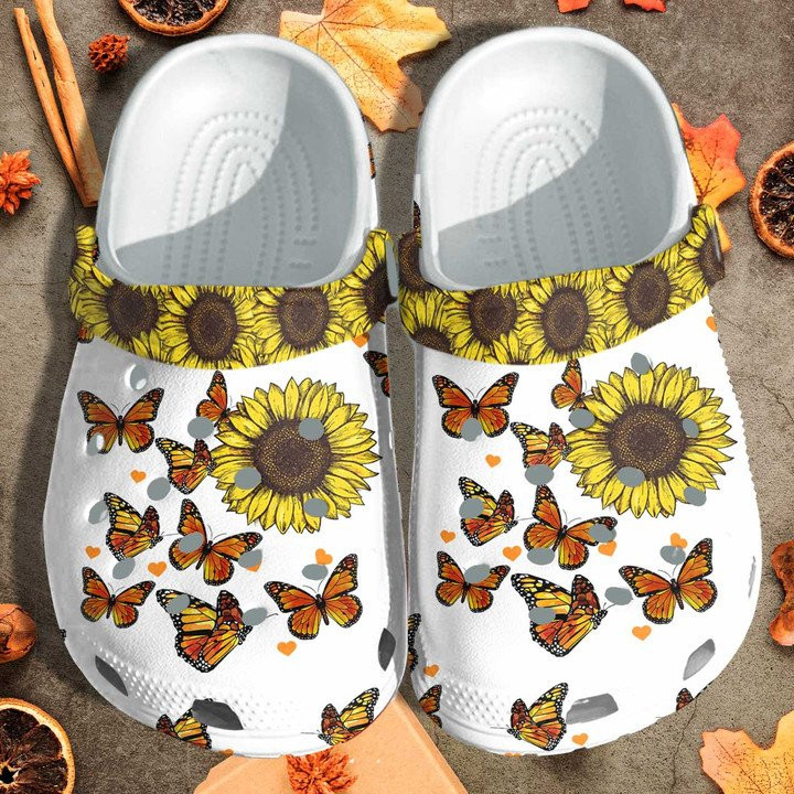 Butterfly Sunflower Be Kind Custom Crocs Classic Clogs Shoes Sunflower Autism Cancer Awareness Outdoor Crocs Classic Clogs Shoes