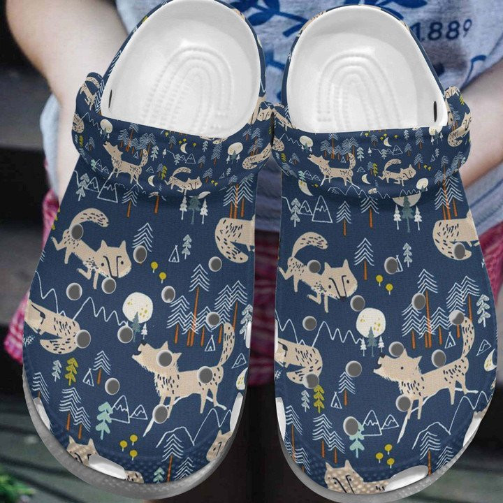 Funny Wolf In The Forest Shoes Crocs Clogs