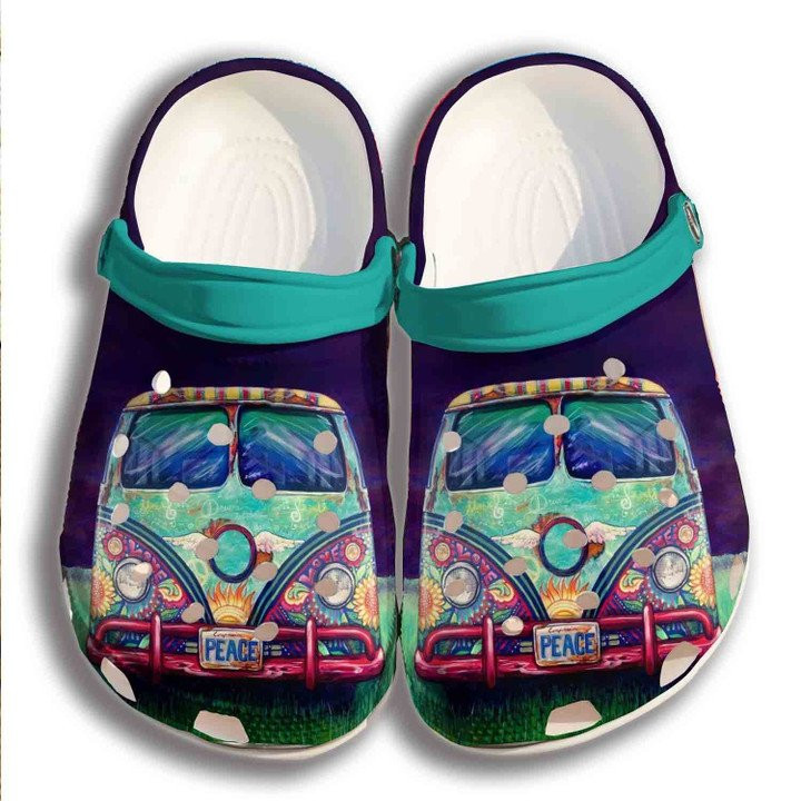 Hippie Peace Car Crocs Classic Clogs ShoesBus Peace Crocs Classic Clogs Shoes