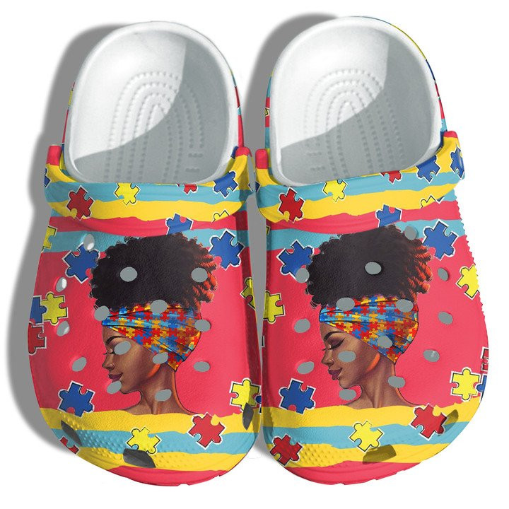 Peace Black Women Autism Awareness Crocs Clogs Shoes