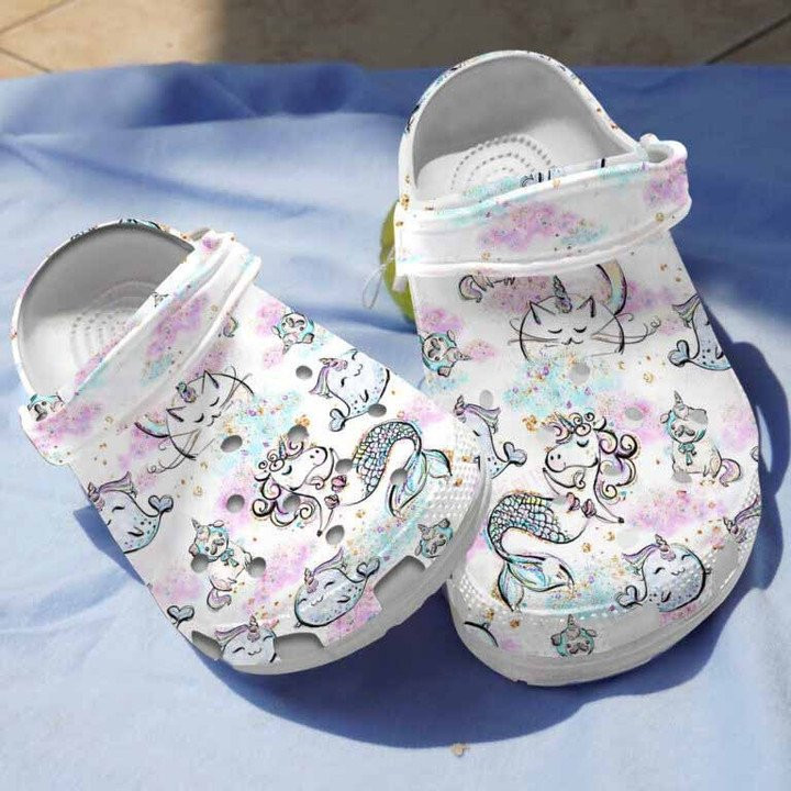 Cute Unicorn In Mermaid Clogs Crocs Shoes