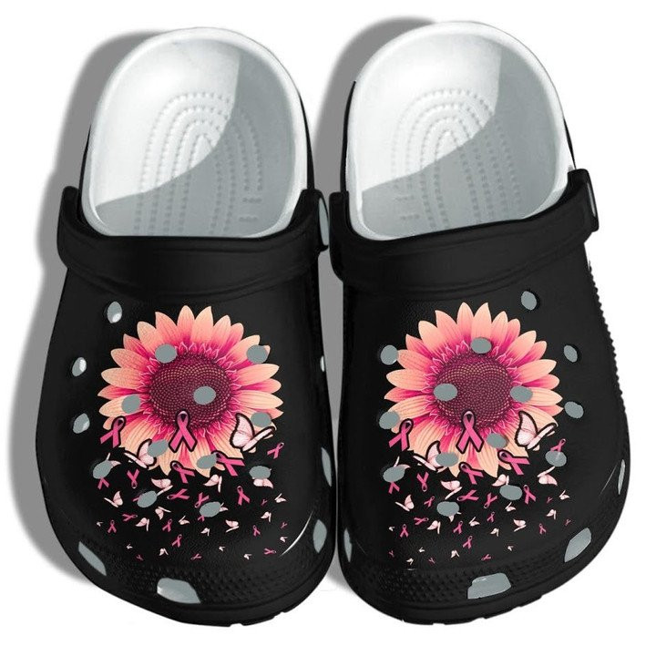 Sunflower Breast Cancer Awareness merch Crocs Classic Clogs Shoes Butterfly Pink Cancer Beach Crocs Classic Clogs Shoes Support Women