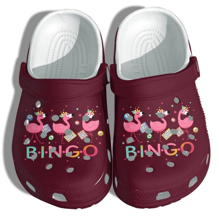 Flamingo Bingo Crocs Classic Clogs Shoes For Kid Kindergarten School Flamingo Funny Custom Crocs Classic Clogs Shoes