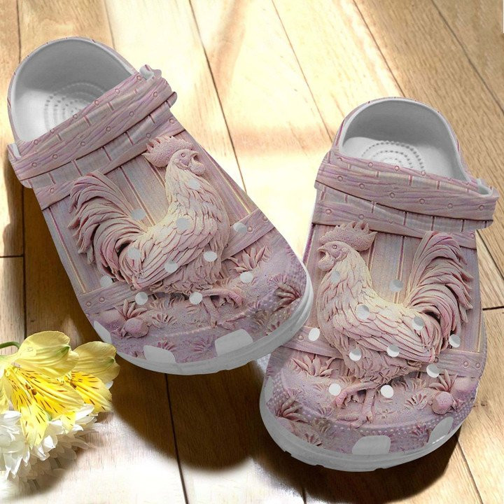 Small Pink Chicken Crocs Clogs Shoes For Mother Day Pink