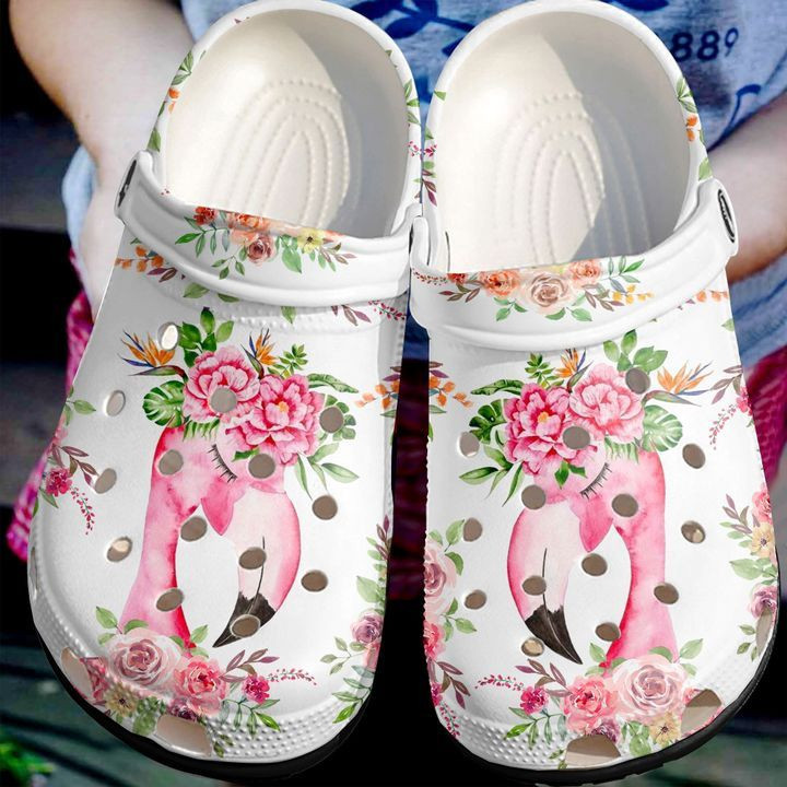 Flamingo Lovely Crocs Crocband Clog Comfortable For Mens Womens Classic Clog Water Shoes