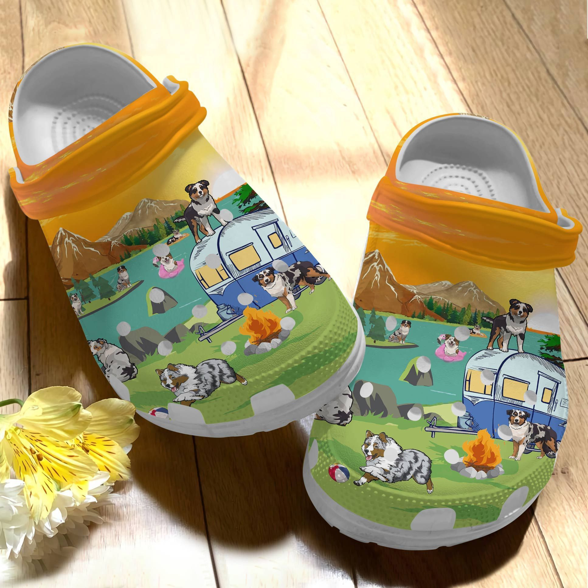 Australian Shepherd Crocs Shoes Camping With My Babies Clog Crocbland Clog