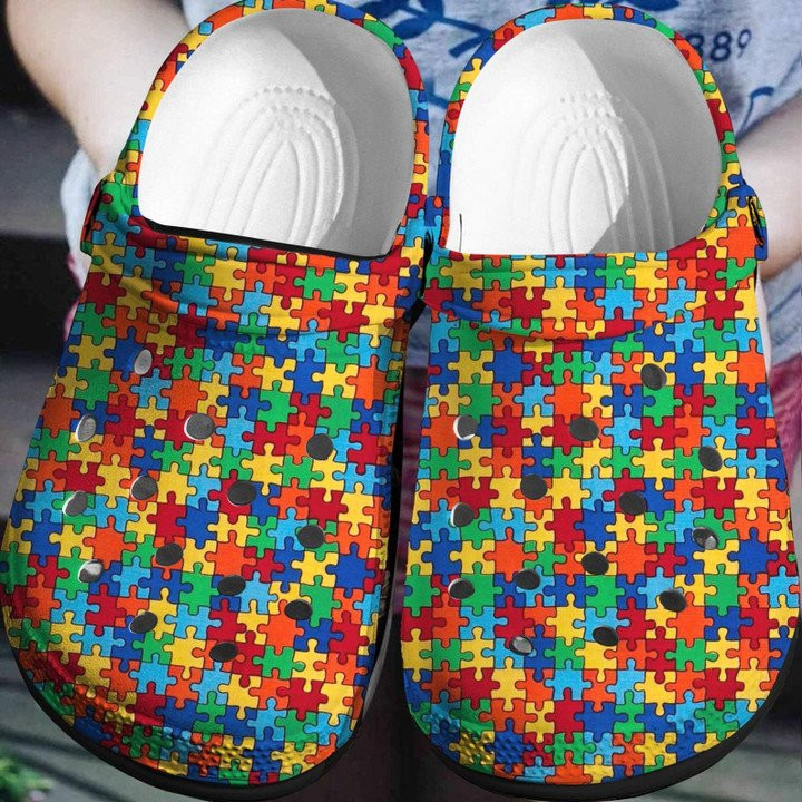 Mini Puzzle Crocs Shoes Autism Awareness Crocbland Clogs