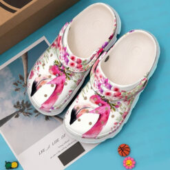 Flamingo Floral Crown Crocs Clog Shoes