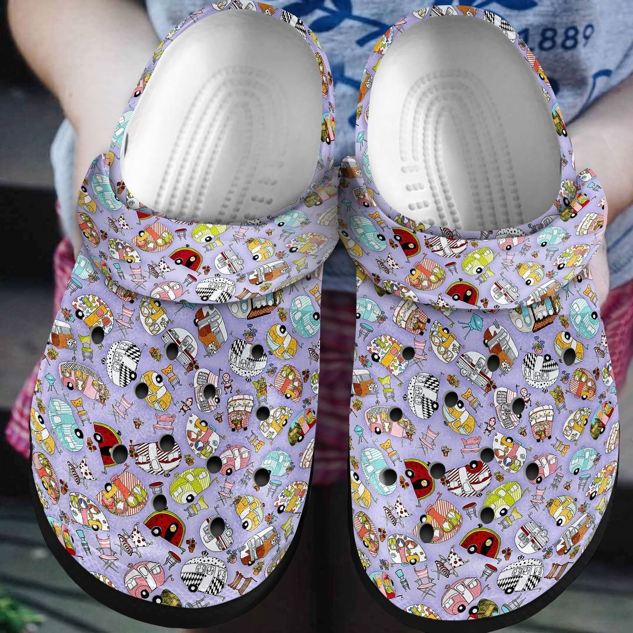 Camping Personalized Clog Custom Crocs Comfortablefashion Style Comfortable For Women Men Kid Print 3D Purple