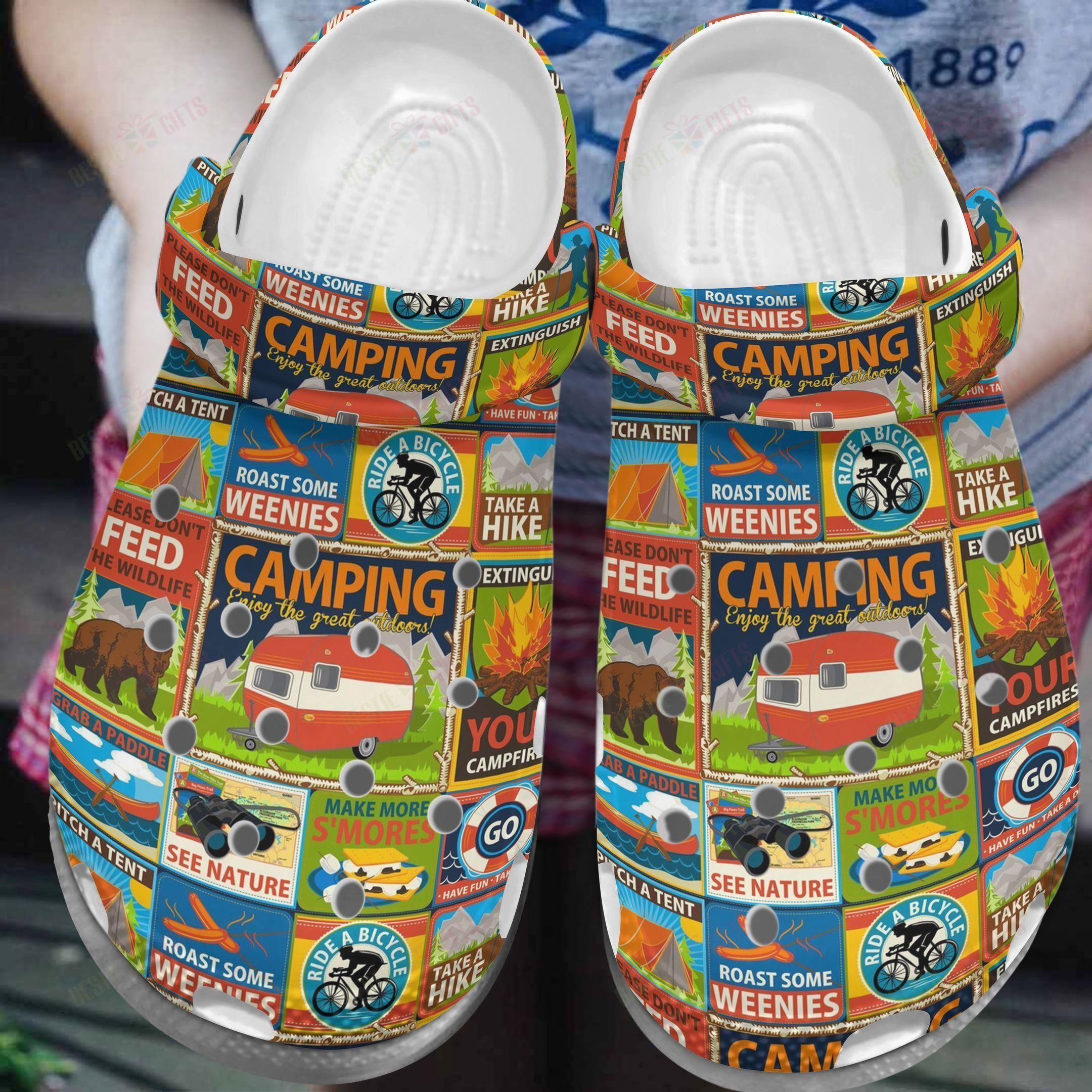 Camping Crocs Classic Clog Whitesole Enjoy The Great Outdoors Shoes