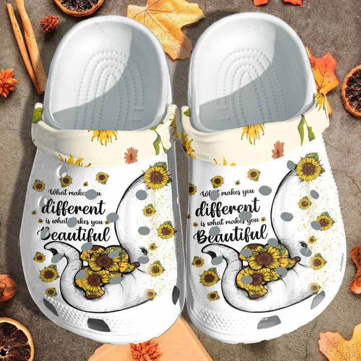 Sunflower Elephant Mother Autism Awareness Crocs Classic Clogs Shoes Gift Mothers day Elephant Mom Daughter Be Kind Custom Crocs Classic Clogs Shoes Gift For Men Women