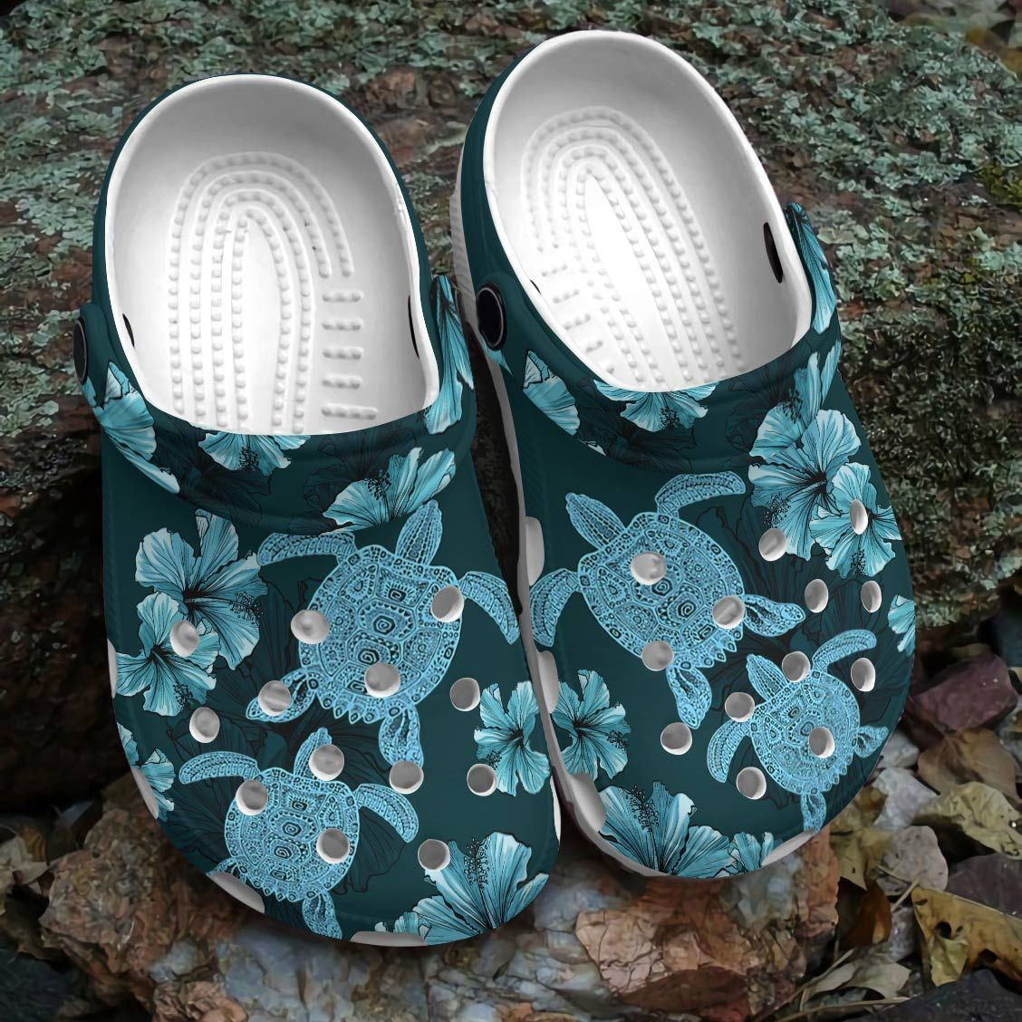 Sea Turtle With Flower Shoes Crocs Sea Turtle Shoes Crocbland Clog For Women Girl Mother Daughter Sister Niece