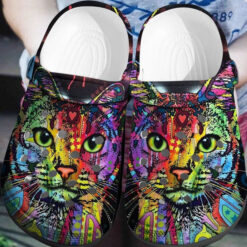 Hippie Colorful Cat Custom Crocs Classic Clogs Shoes Shoes Colorful