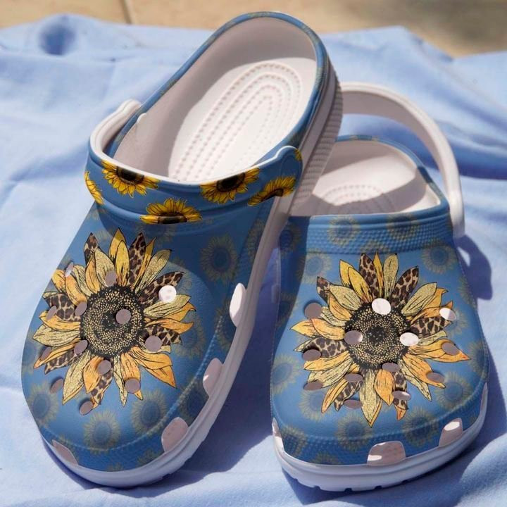 Leopard Sunflower Clogs Crocs Shoes