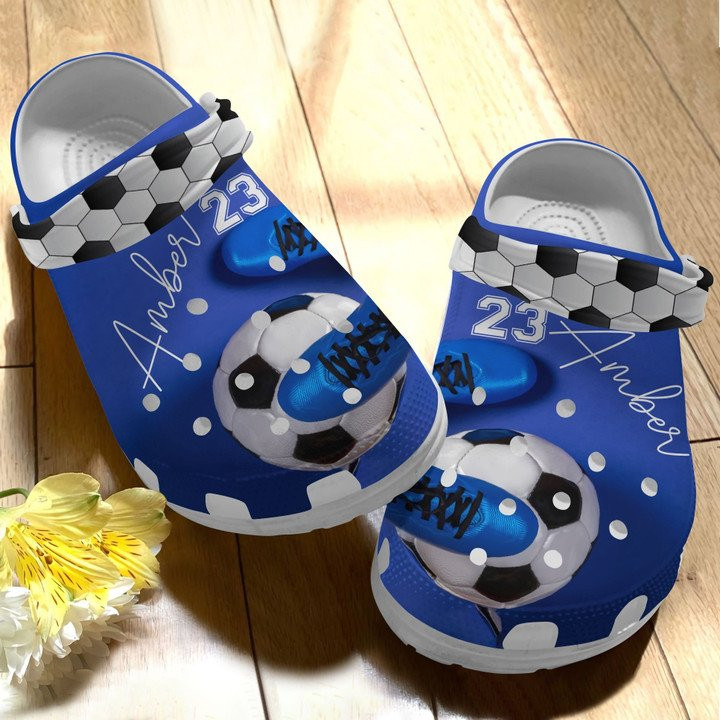 Blue Soccer Beach Shoes Funny Sport Personalized Crocs Clog