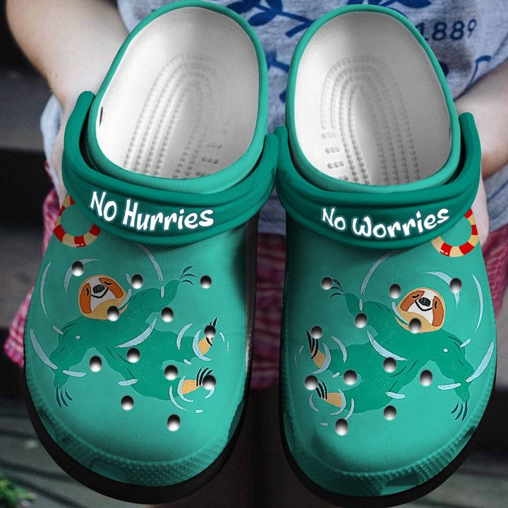 Sloth Swimming Shoes Summer No Hurries No Worries Clogs Crocs SL