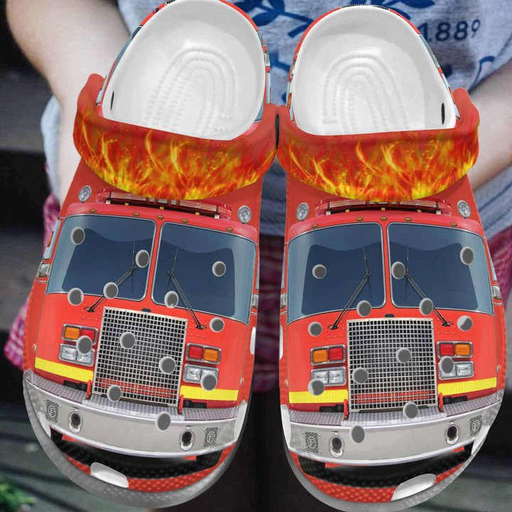 Big Fire Truck Fan Croc Shoes Men Women Vehicle Firefighter Clog