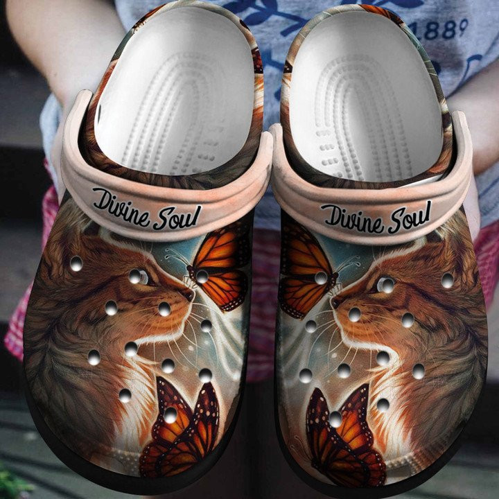 Divine Soul Cat And Butterfly Shoes Crocs Clog Gift Divine