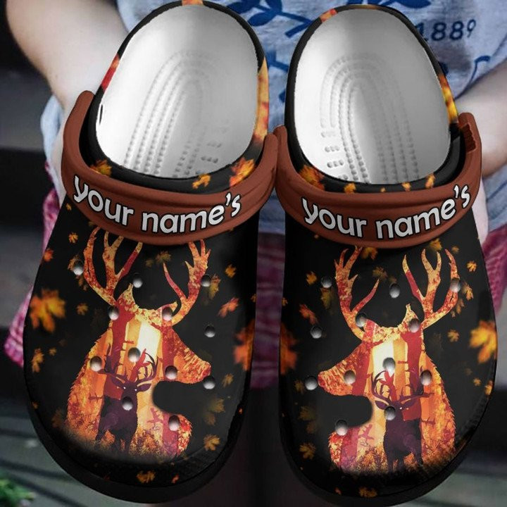 Deer Walking Through Forest Autumn Shoes Crocs Clog