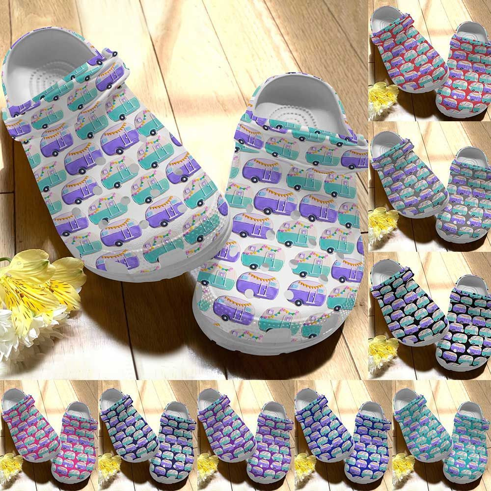 Camping Personalize Clog Custom Crocs Fashionstyle Comfortable For Women Men Kid Print 3D Whitesole Camping Pattern