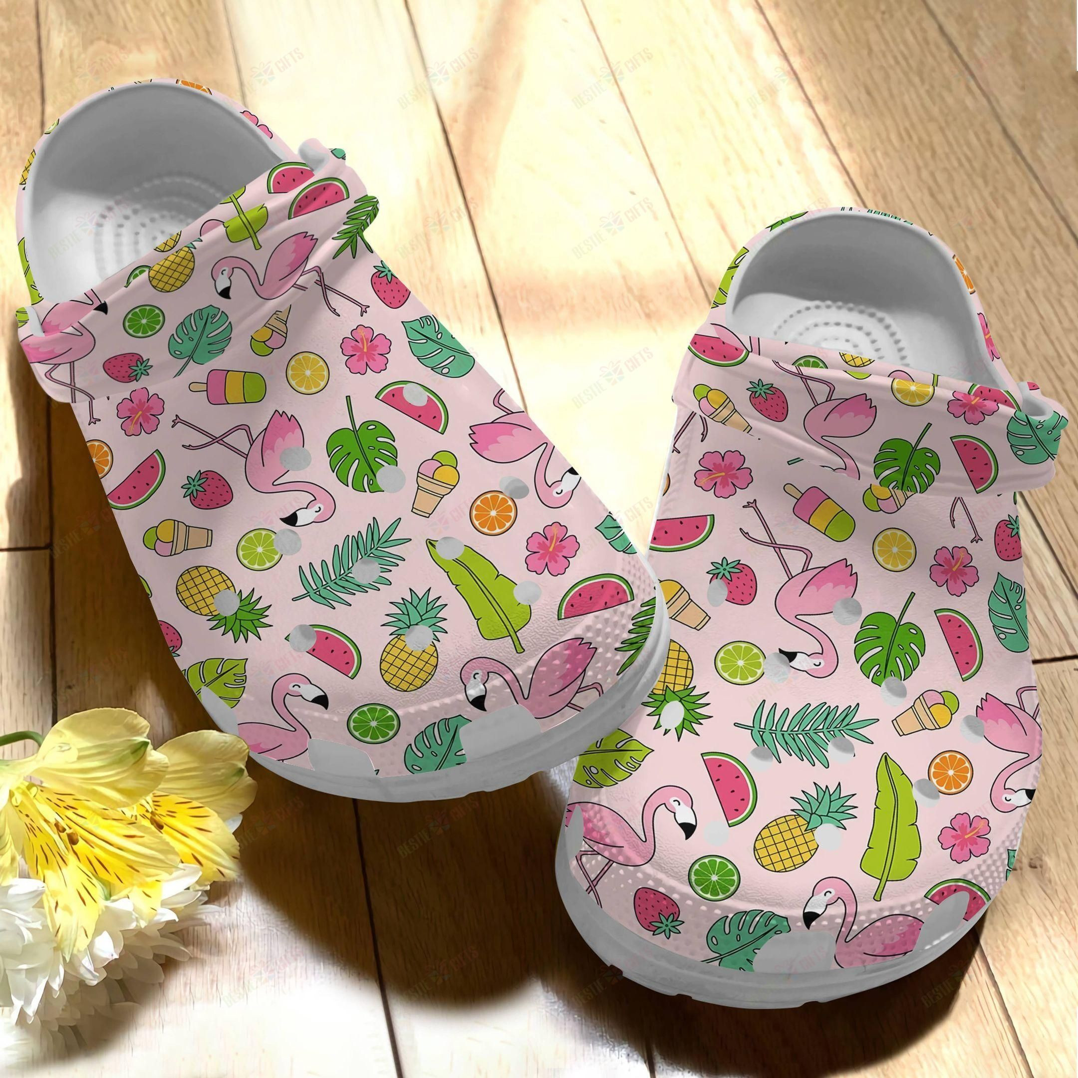 Flamingo Crocs Classic Clog Summer Vibes Shoes