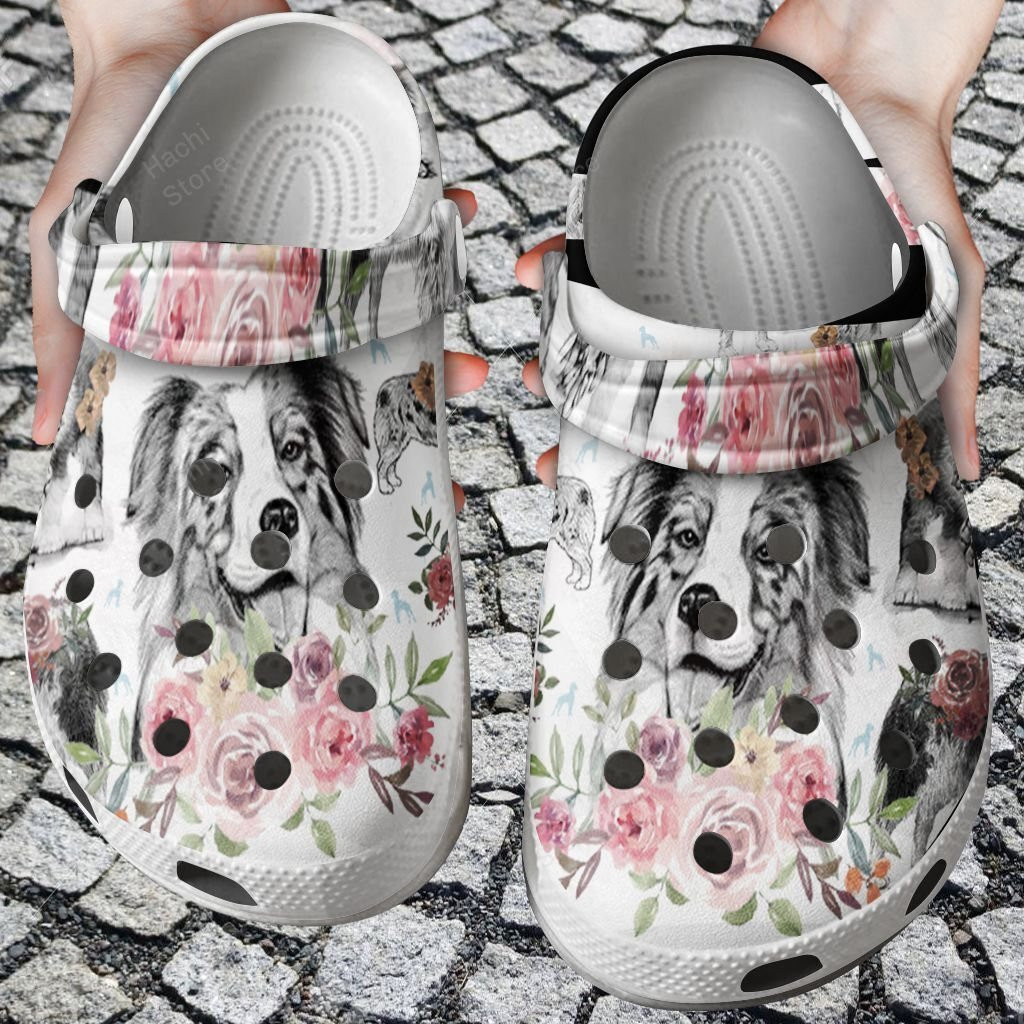 Dog Crocs Australian Shepherd Flower Crocs