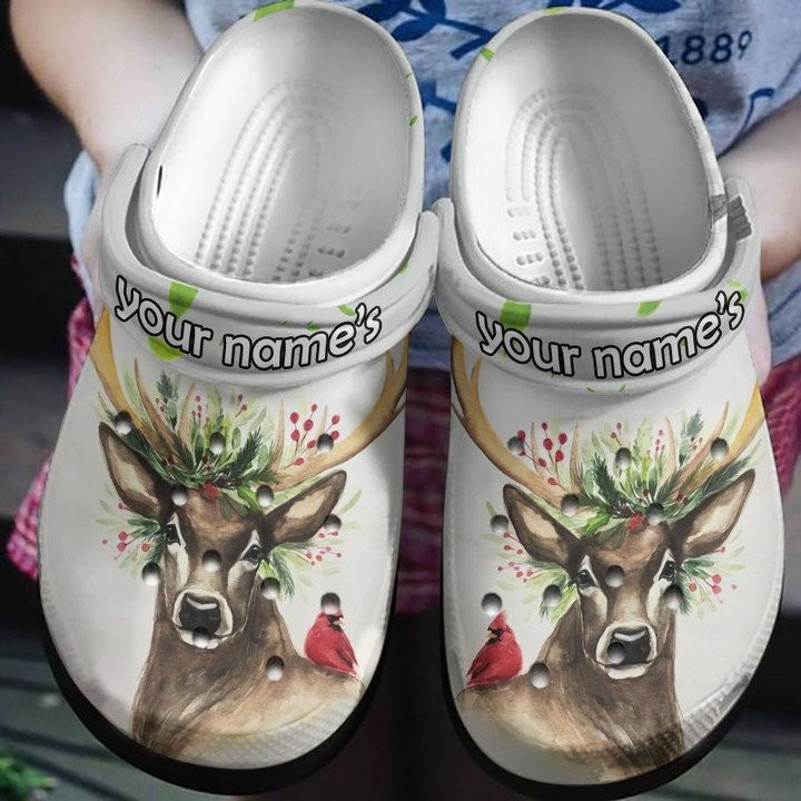 Deer With Red Bird Crocs Clog Shoe Gift For Mother Grandma Bird