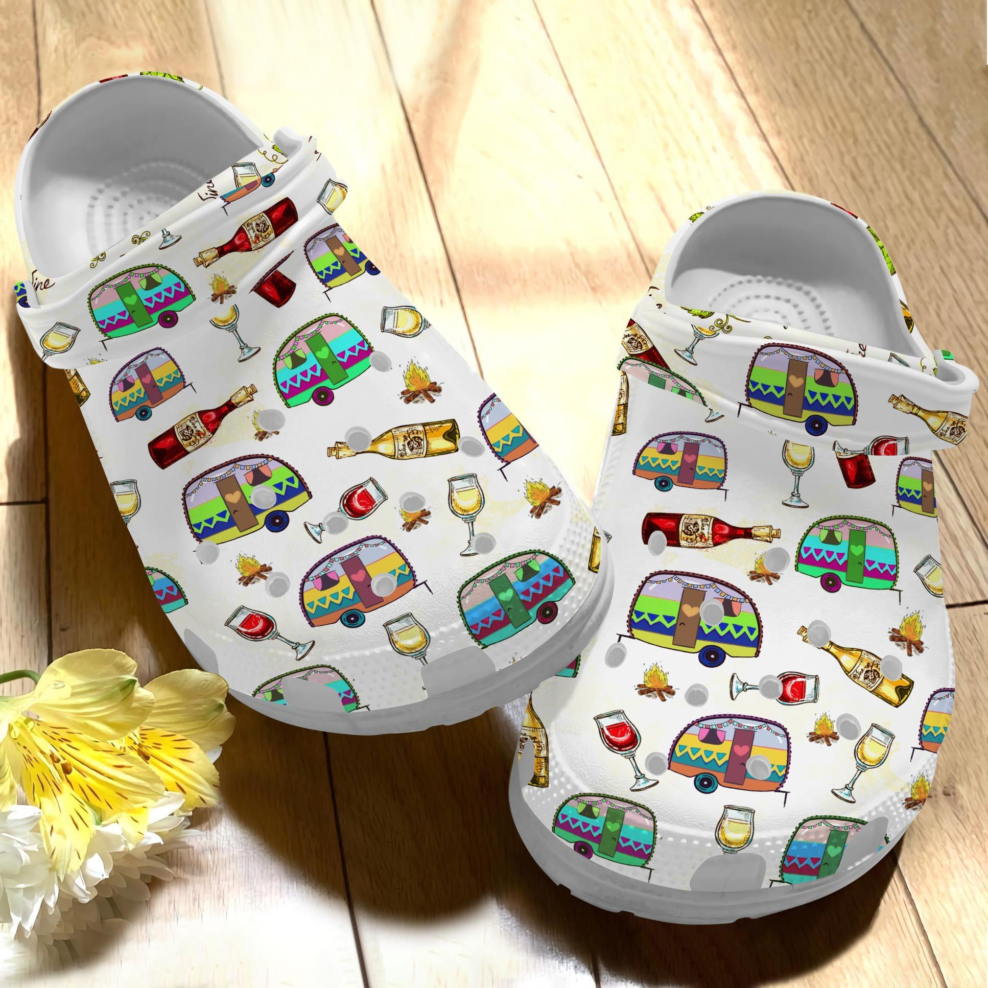 Camping And Wine Crocs Shoes My Favorite Trip Clog Crocbland Clog