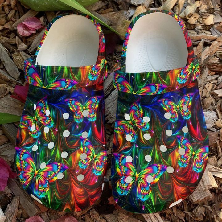 Butterfly Neon Crocs Clog Shoes