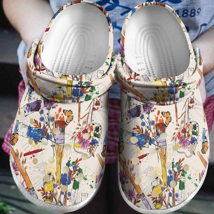 Painting Wildflower Art Crocs Clog Shoes