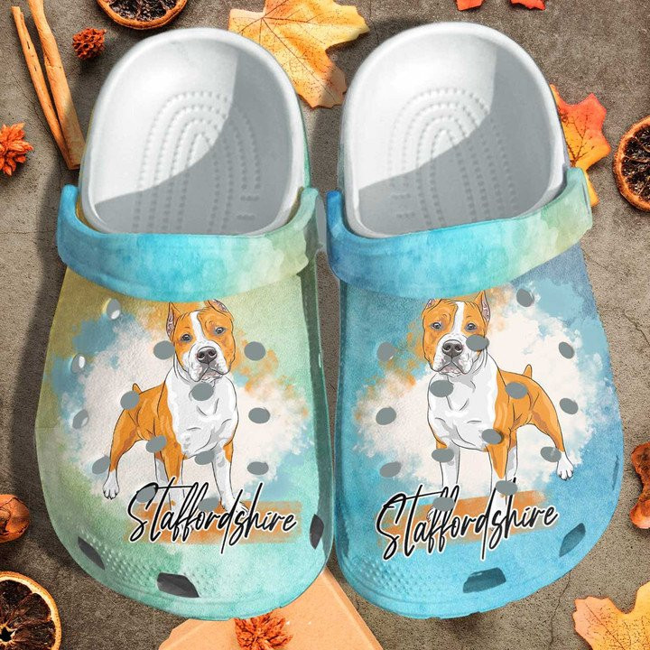 Bull Dog Mom Custom Crocs Classic Clogs Shoes Staffordshire Bull Terrier Dog Beach Crocs Classic Clogs Shoes