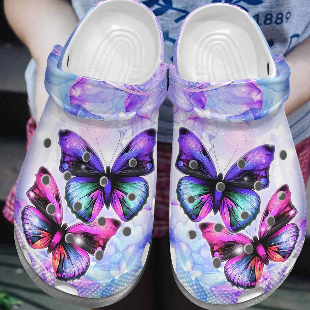 Butterfly Personalized Clog Custom Crocs Comfortablefashion Style Comfortable For Women Men Kid Print 3D Butterfly Couple